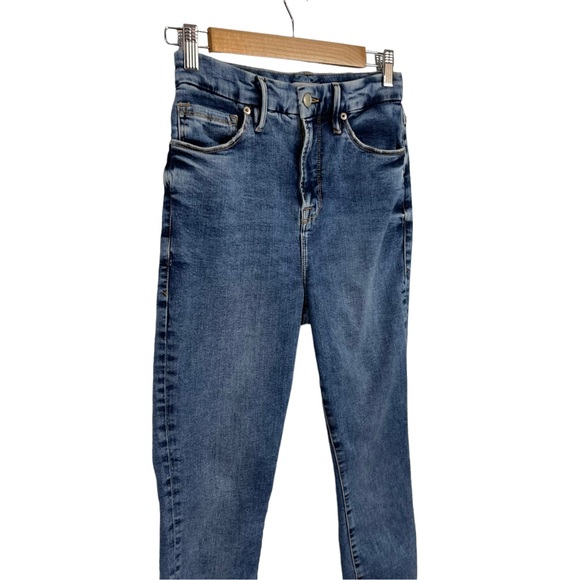 Good American Good Waist Cropped Skinny Leg High Waist Raw Hem Stretch Jeans 8 - Picture 5 of 16